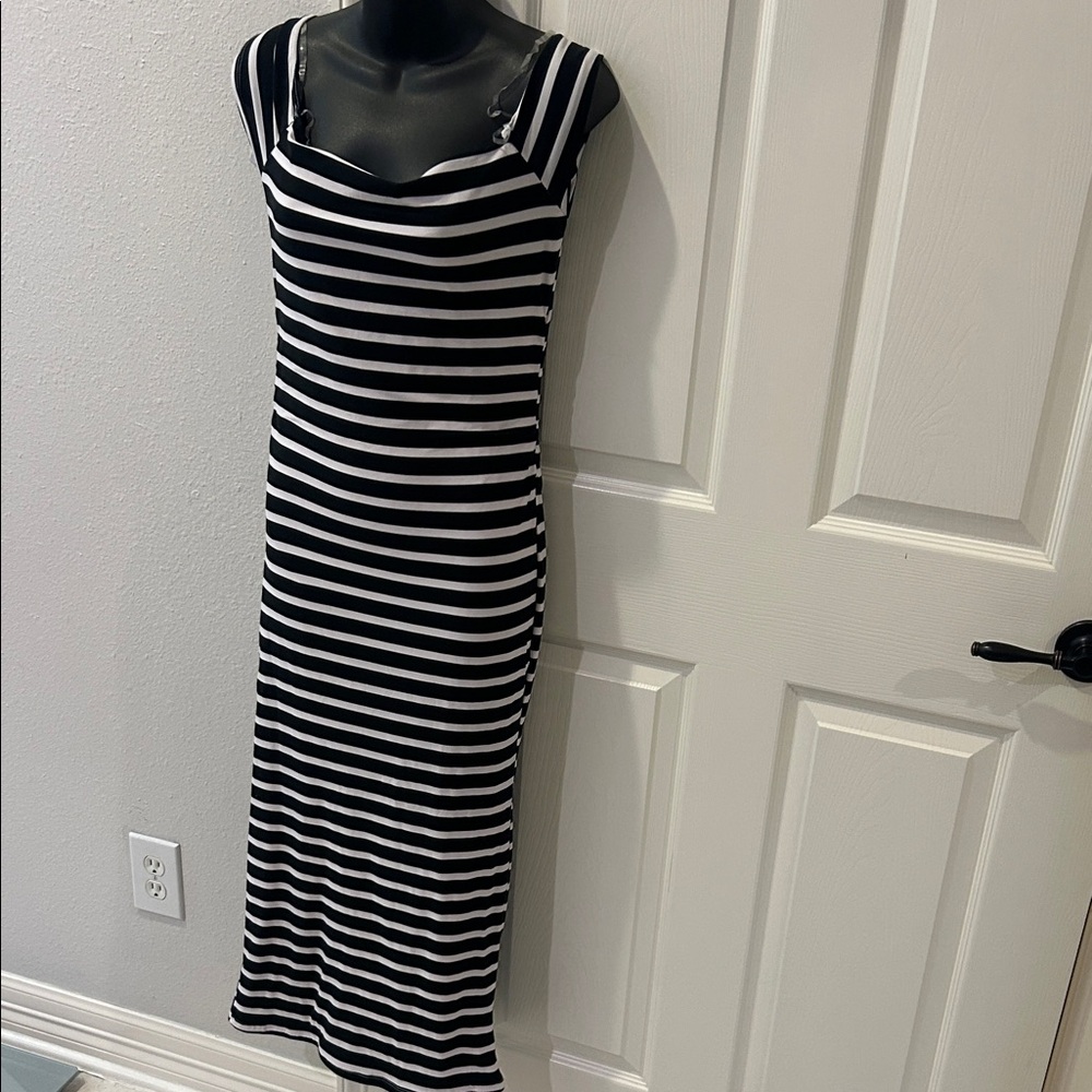 Charlotte Russe Black and White Striped Maxi Dress